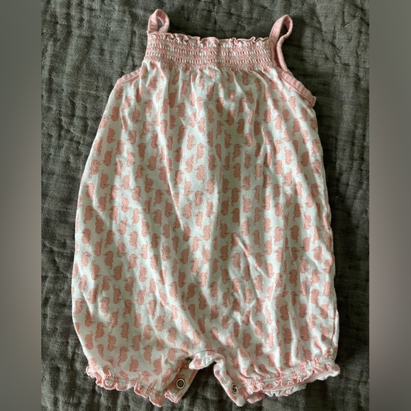 Carter’s seahorses baby girl smocked tank romper size 3-6 months pink & white - Picture 5 of 5